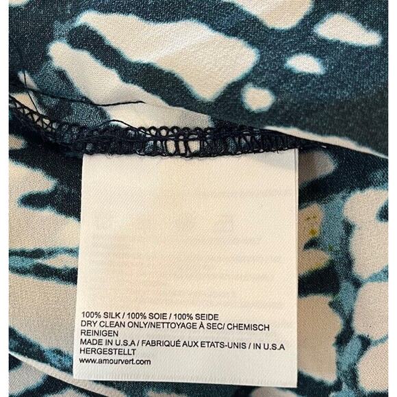 Amour Vert Fern Shibori Print Silk Layer Sleeveless Dress Ali Larter Size Medium - Picture 10 of 10